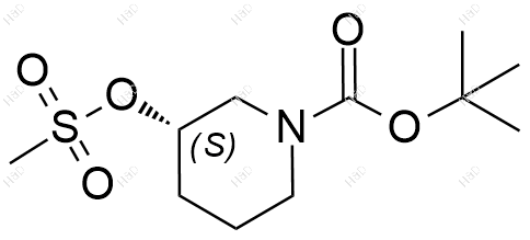 (S)-3-((甲基磺酰基)氧基)哌啶-1-羧酸叔丁酯化学结构式
