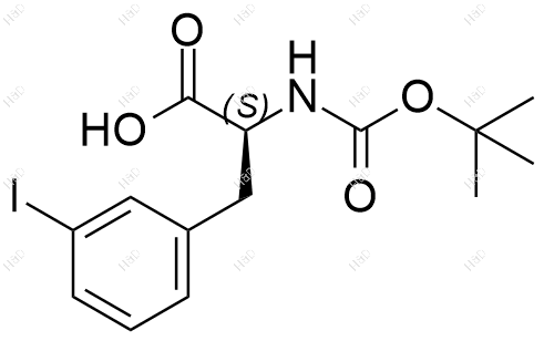 (S)-2-((叔丁氧羰基)氨基)-3-(3-碘苯基)丙酸结构式